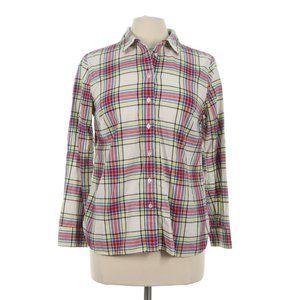 Talbots Women's Beige Plaid Long Sleeve Button Up Shirt